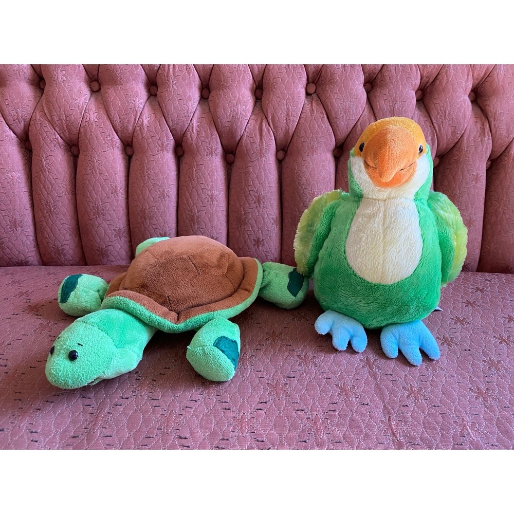 Ganz Webkinz Plush Stuffed Animal Turtle and Parrot Toy Realistic 2 Lot s21